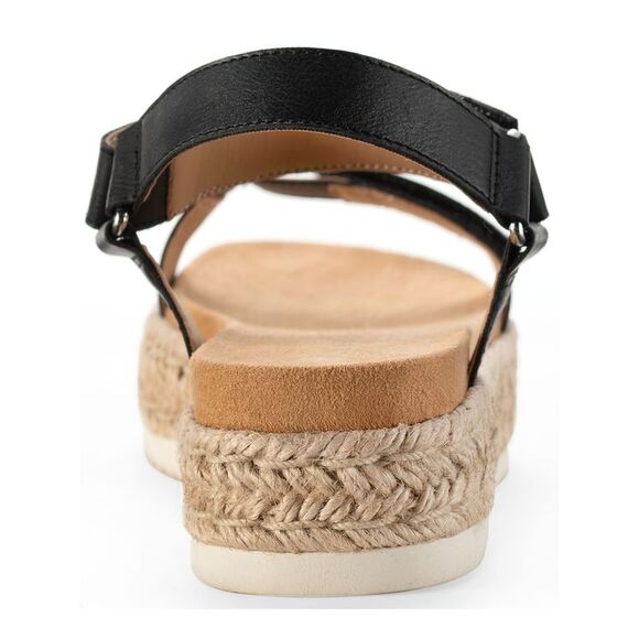 SUN STONE Womens Black Snake Platform 1-1/2" Rylaan Round Toe Wedge Sandals 8 M - Picture 2 of 4